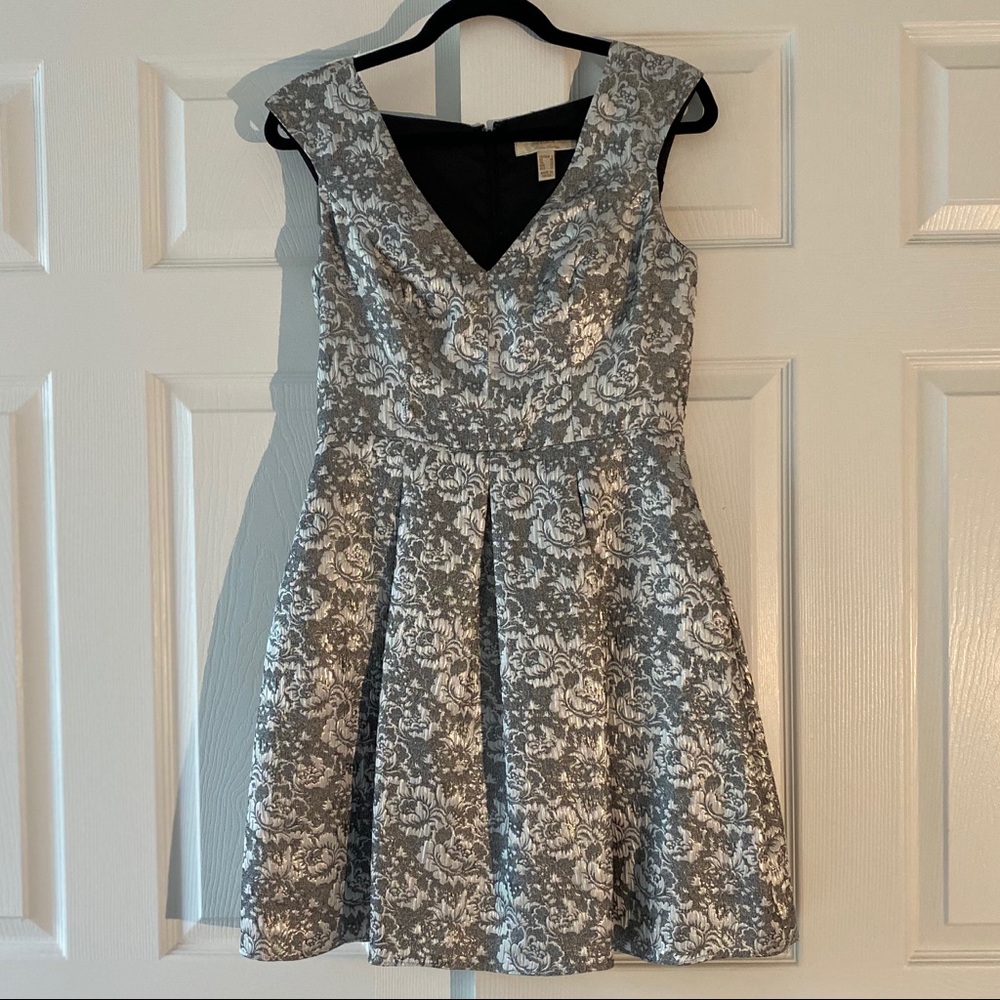 (5 for $50) Aidan Mattox silver jacquard dress, size 6